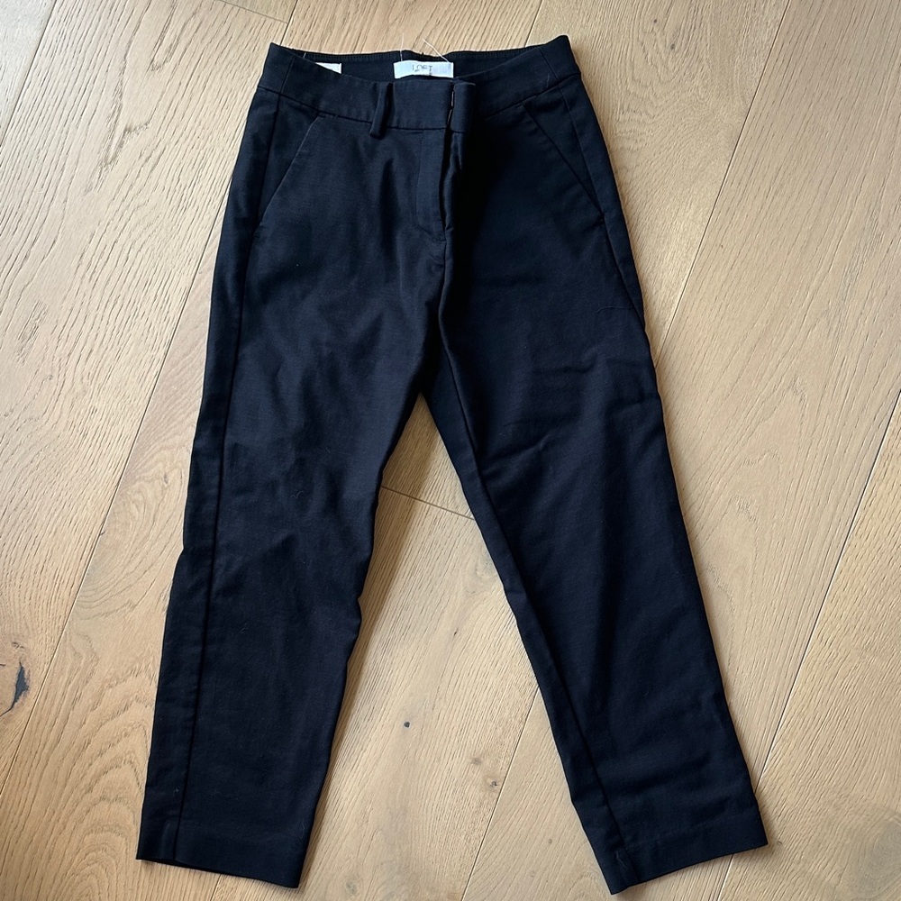 LOFT Black Cropped Chinos - Slim Ankle